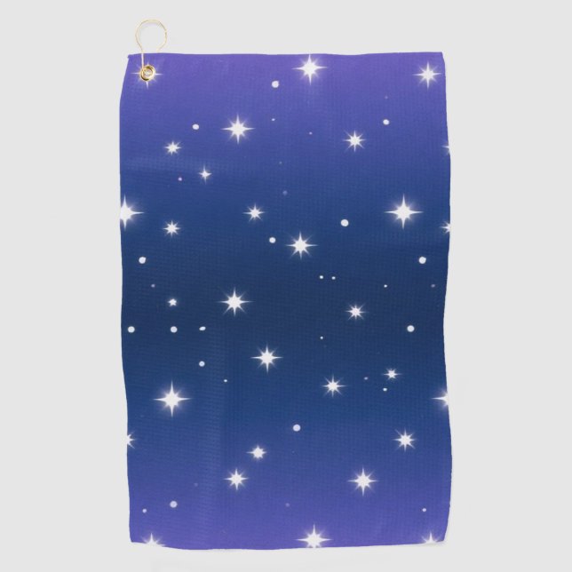 Serviette De Golf Violet Déclinent de nuit avec motif des étoiles sc (Devant)