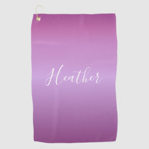 Serviette De Golf Violet violet et script blanc personnalisé