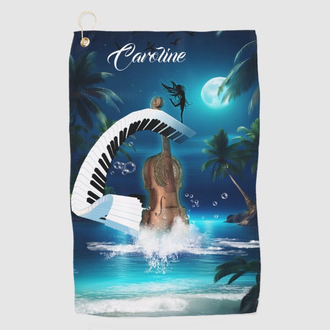 Serviette De Golf Violon de Steampunk avec piano courbe (Devant)