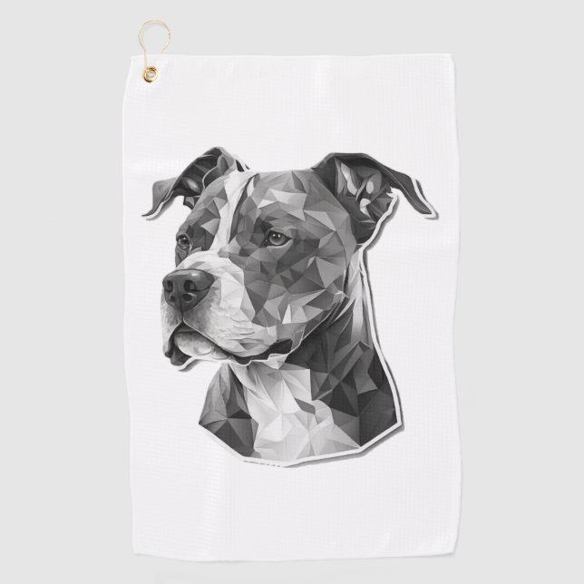 Serviette De Golf Visage de chien Pitbull (Devant)