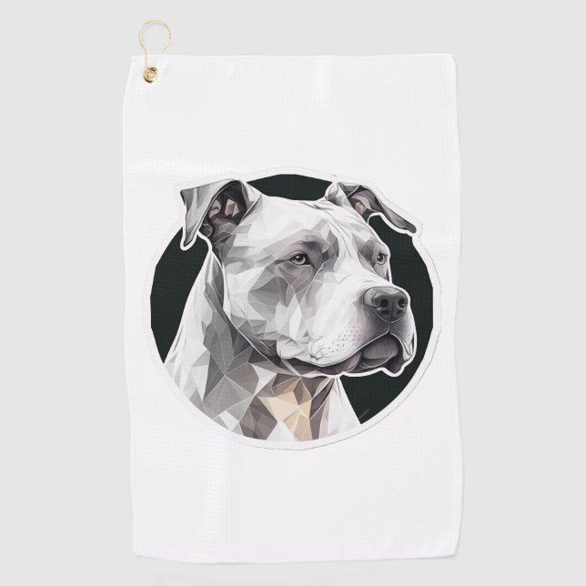 Serviette De Golf Visage de chien Pitbull (Devant)