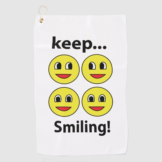 Serviette De Golf Visage Sourire Clin D'œil Garder Le Sourire (Devant)