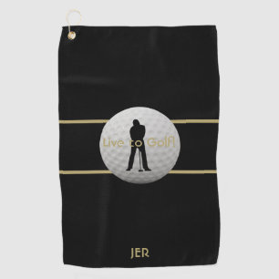 Serviette De Golf Vivre au golf Citation typographie Monogramme vert