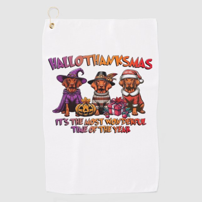 Serviette De Golf Vizsla Halloween Thanksgiving Noël Classique T- (Devant)