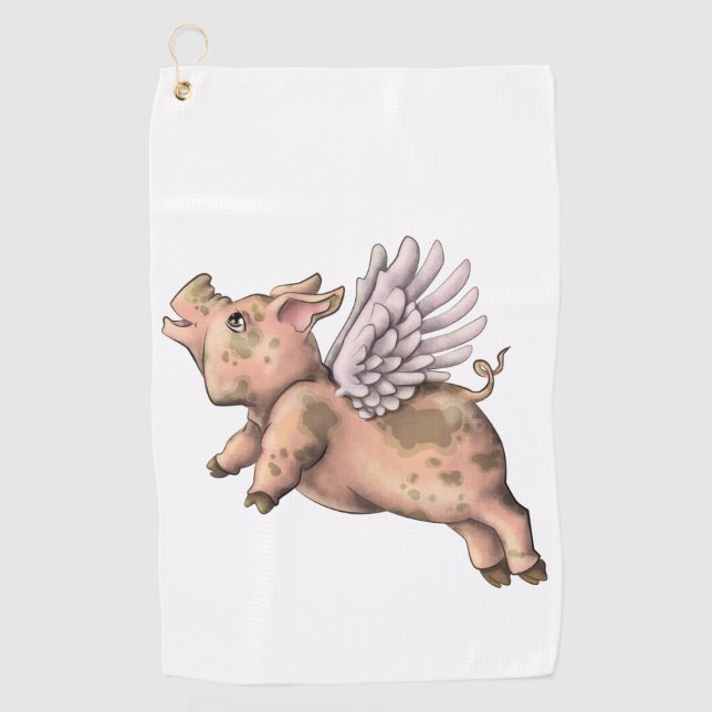 Serviette De Golf Voler des cochons (Devant)