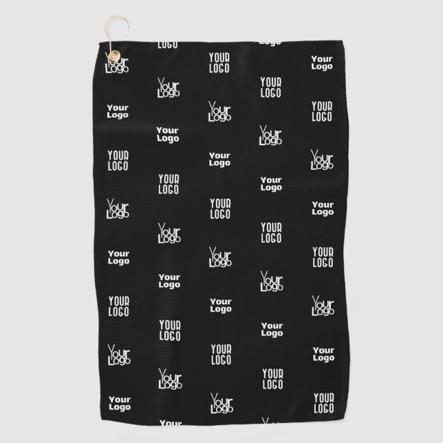 Serviette De Golf Votre logo | 3 Logo Motif Design modifiable noir (Devant)