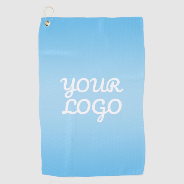 Serviette De Golf Votre logo & ombre simple moderne | Bleu clair (Devant)