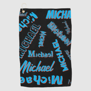 Serviette De Golf Votre nom motif monogramme bleu rouge noir