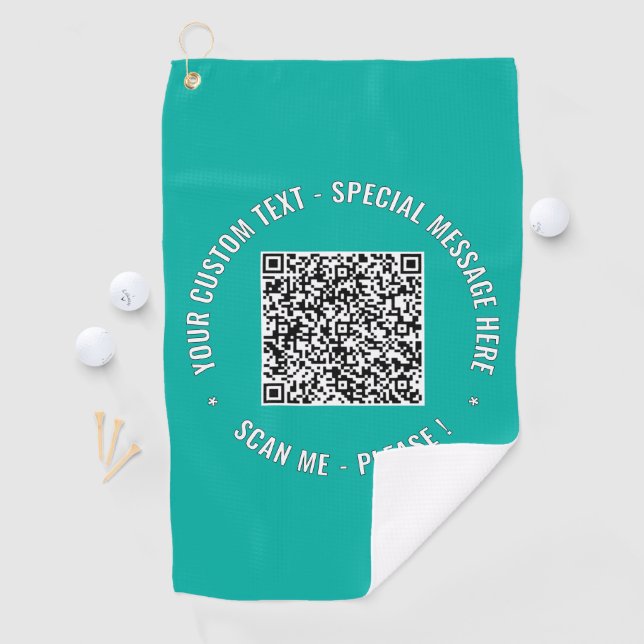 Serviette De Golf Votre QR Code personnalisé texte et couleur servie (En situation)