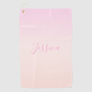 Serviette De Golf Votre texte   Élégant Script & Soft Blush Pink Omb