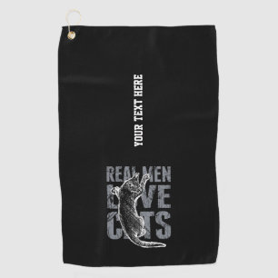 Serviette De Golf Votre texte Véritables Hommes Aimer Chats Style Sc