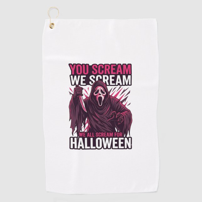 Serviette De Golf Vous criez Nous Halloween Ghostface Couteau Sangla (Devant)