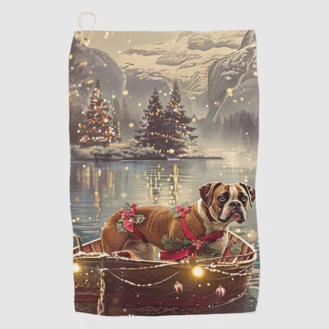 Serviette De Golf Voyage de Noël festif de Boxer (Devant)
