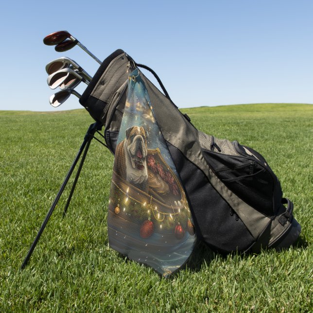 Serviette De Golf Voyage du festival de Noël de Bulldog (Vert)