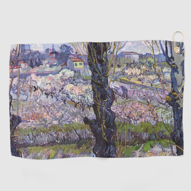 Serviette De Golf Vue de Gogh Arles Jardin en fleurs (Horizontal)