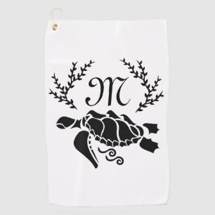 Serviette De Golf Vue latérale de la silhouette de la tortue noire