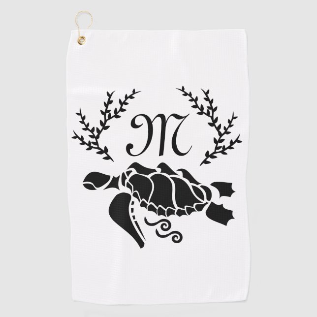 Serviette De Golf Vue latérale de la tortue noire (Devant)