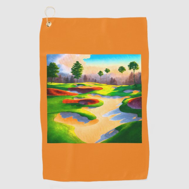 Serviette De Golf Watercolor Golf Course Utopia (Devant)