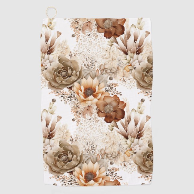 Serviette De Golf Western Brown Cream Southwest Floral (Devant)