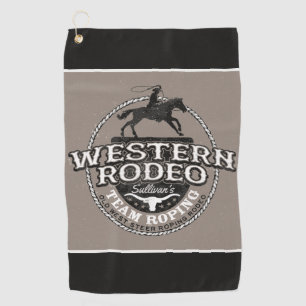 Serviette De Golf Western Rodeo AJOUTER NOM Old West Steer Roping Ro