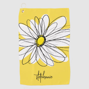Serviette De Golf Whimsical Daisy Texte personnalisé et peut modifie