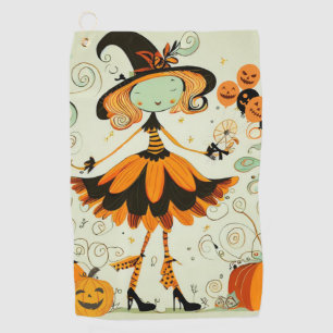 Serviette De Golf whimsical/sorcière/citrouille/chute