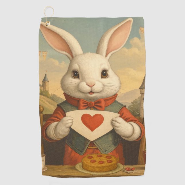 Serviette De Golf Whimsical White Rabbit Hearts Enchanted Wonderland (Devant)
