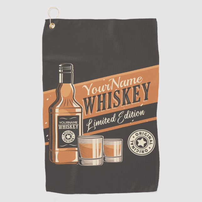 Serviette De Golf Whiskey Liquor Bottle Western Bar (Devant)