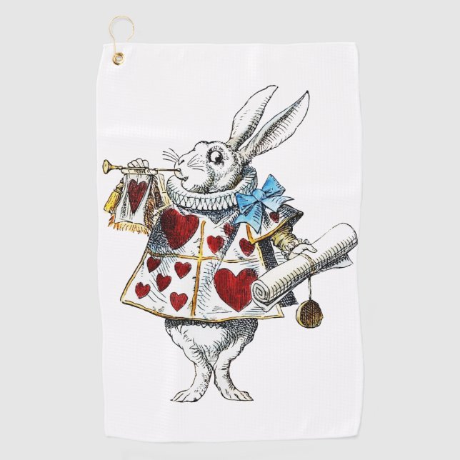 Serviette De Golf White Rabbit Alice Wonderland Hearts (Devant)