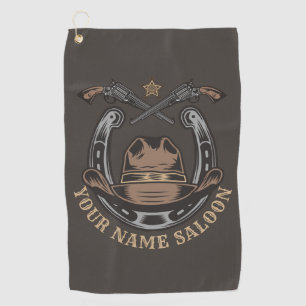 Serviette De Golf Wild West Revolver Horseshoe Western Cowboy Saloon