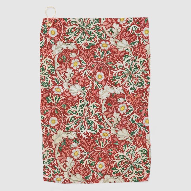 Serviette De Golf William Morris Fleur d'antiquité aux algues Vert r (Devant)