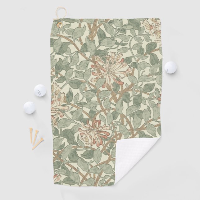 Serviette De Golf William Morris Honeysuckle Vert Floral (En situation)