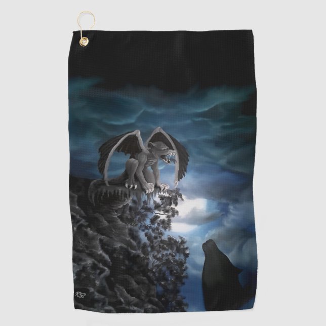 Serviette De Golf Wolf Moon - Wolf avec Golem (Devant)