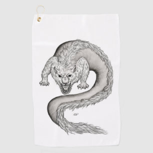 Serviette De Golf Wolfdragon design noir et blanc