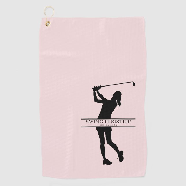 Serviette De Golf Womens Golf Silhouette Personalized Monogram City (Devant)