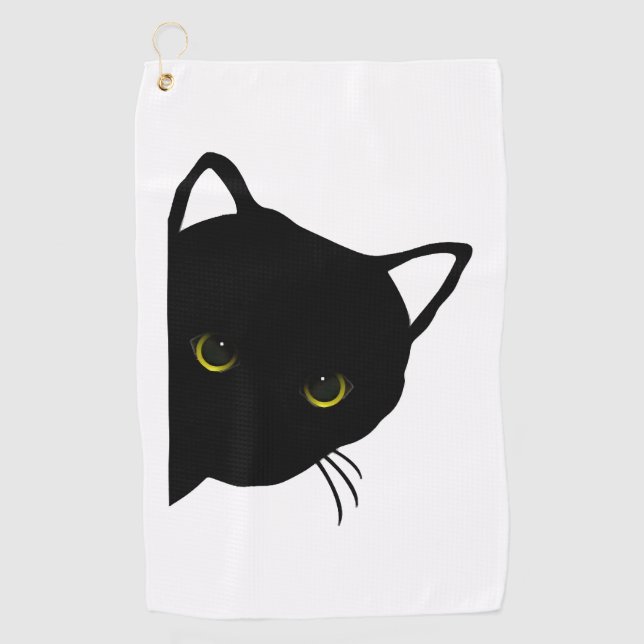 Serviette De Golf yeux de chat noir gauche (Devant)