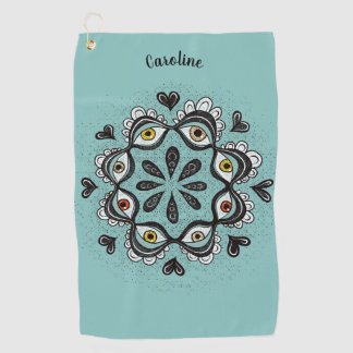 Serviette De Golf Yeux Trippy avec Coeurs Boho Gothique Weirdcore Ar