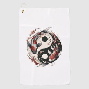Serviette De Golf Yin et Yang Carpes Japonaises