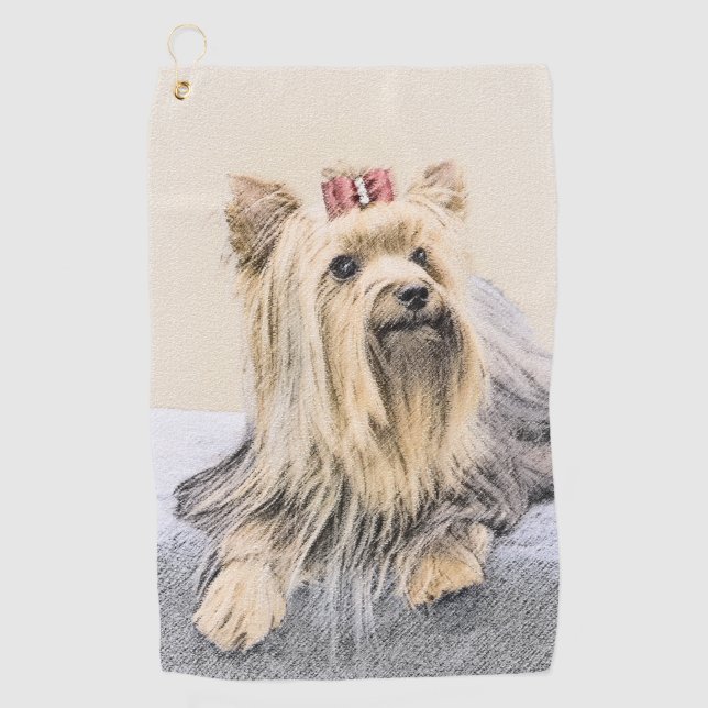 Serviette De Golf Yorkshire Terrier Peinture - Cute Original Chien A (Devant)