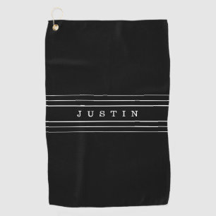 Serviette De Golf Your Custom Text & Modern Stripes   Black & White