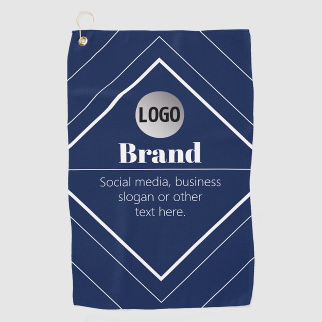 Serviette De Golf Your Logo & Customizable Modern Design | Navy Blue (Devant)