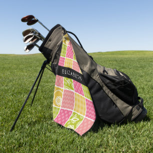 Serviette De Golf Zigzag, Chevron, Pois, En vichy, Votre Nom
