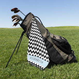 Serviette De Golf Zigzag noir et blanc, Motif Chevron, Votre nom