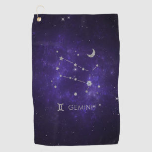 Serviette De Golf Zodiac Purple Gemini Horoscope d'astrologie cosm