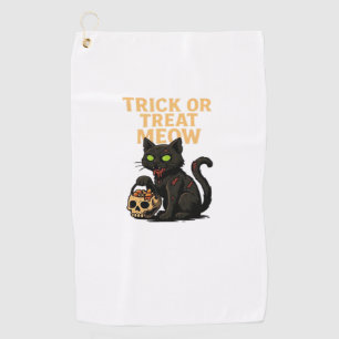 Serviette De Golf Zombie Chat - Tricoter ou traiter Meow Halloween D