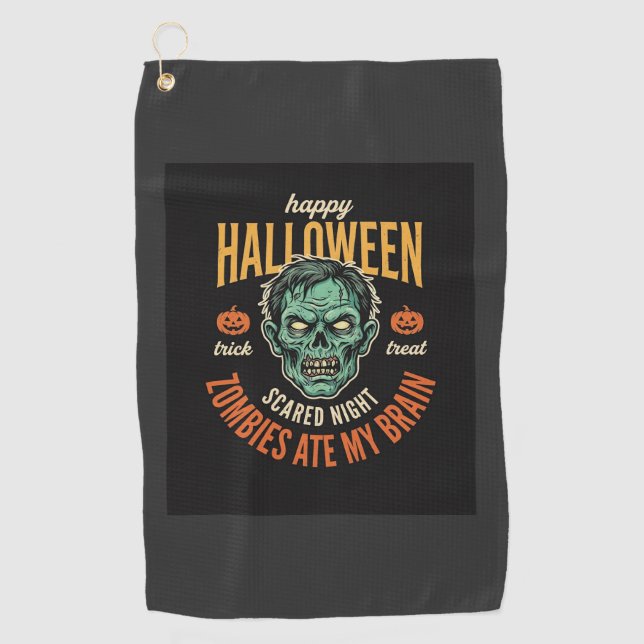 Serviette De Golf Zombies d'Halloween Ont Mangé Mon Cerveau (Devant)