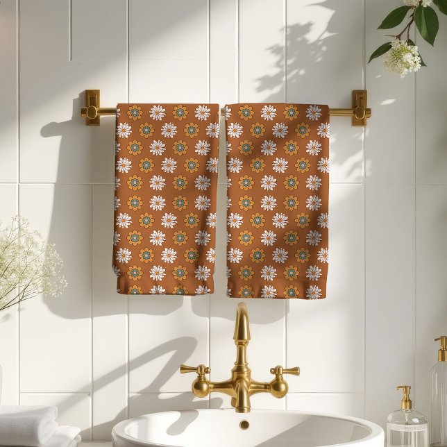Serviette de jardin groovy terracotta cuivre (Groovy Garden Towel Terracotta Copper Touch)