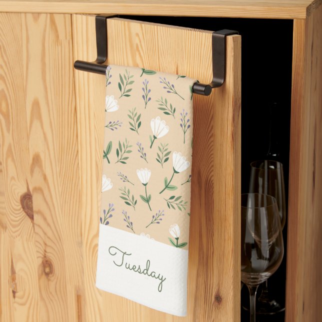 Serviette de jour personnalisée – Style floral van (Pliage en tiers)