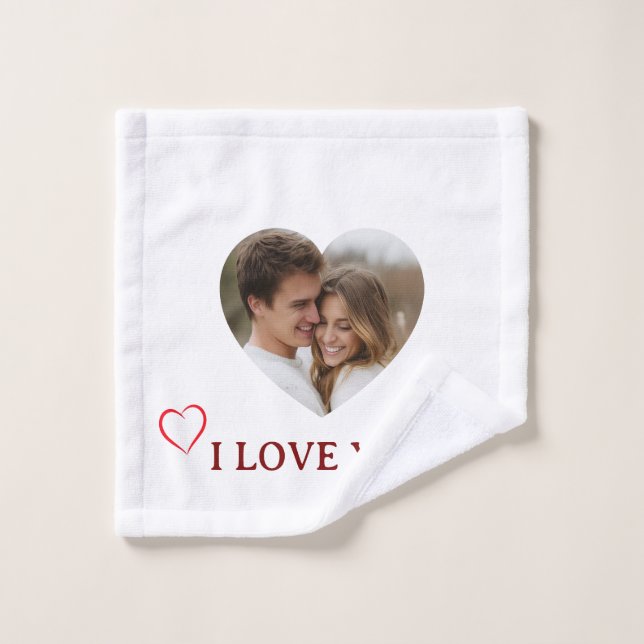 Serviette de la Saint-Valentin avec photo personna (Gant de toilette)