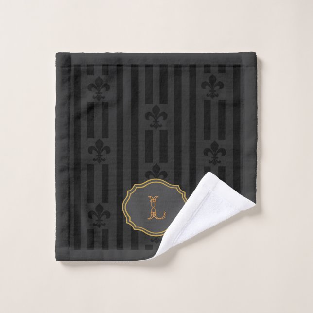 Serviette de lavage à monogramme Fleur de Lis en v (Gant de toilette)